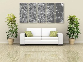 Quadri 5 pezzi – Texture di Mandala in bianco e nero