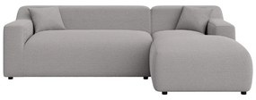Divano angolare grigio chiaro (con penisola a destra e chaise lounge) rivestito in velluto a coste Martin – Ropez