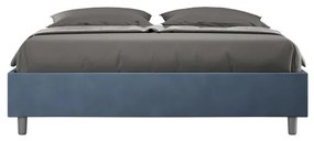 Letto matrimoniale e rete 160x200 in microfibra blu Azelia