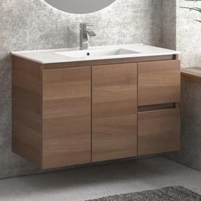 Mobile bagno 100cm con lavabo incasso cassetti e ante TOD-100LB - KAMALU