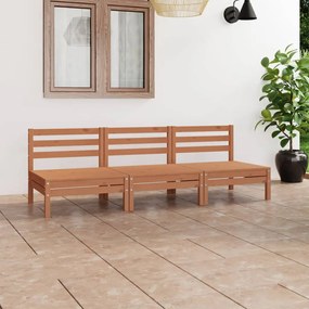 Set Divani da Giardino 3 pz Miele in Legno Massello di Pino