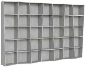Libreria in legno Cemento 317x200h cm con 7 elementi e vani trapezoidali TREK