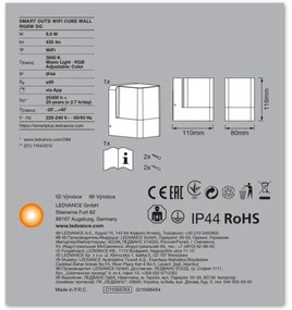 Ledvance - Applique LED RGB da esterno SMART+ CUBE LED/9.5W/230V IP44 Wi-Fi