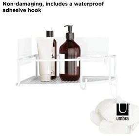 Mensole angolari bianche autoportanti in acciaio per bagno 2 pezzi Cubiko - Umbra