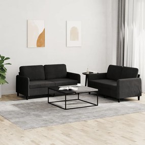 Set Di Divani 2 Pz Nero İn Velluto /