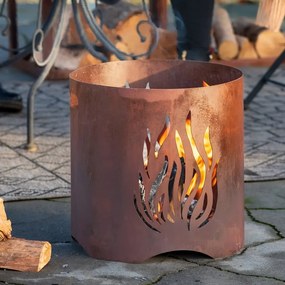 Braciere Artigianale Da Giardino Kiruna Ruggine İn Acciaio /