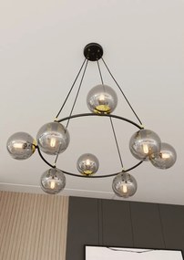 Lampadario a Sospensione AZURA 8 in Acciaio e Vetro 8xE14