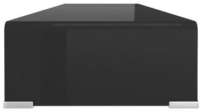 Mobile/rialzo porta tv in vetro nero 100x30x13 cm