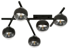 Plafoniera Moderna Teti Acciaio Nero 5 Luci E14 Ip20