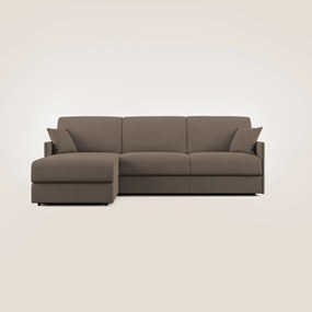 Evans Divano letto angolare con penisola in morbido tessuto impermeabile T02 marrone