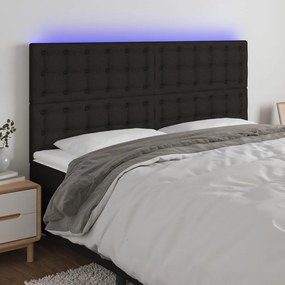 Testiera A Led Nera 180x5x118/128 Cm İn Tessuto /