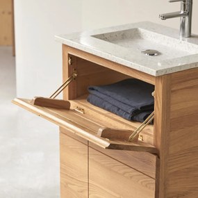 Tikamoon - Mobile per il bagno in legno di rovere e battuto di terrazzo premium moon da 60 cm Easy