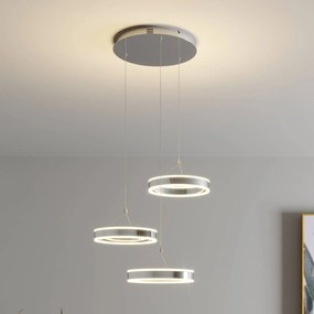 Lucande Lampada LED a sospensione Lyani, 3 anelli, altezze diverse