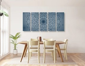 Quadri 5 pezzi – Fiore di Mandala blu scuro