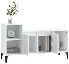 Mobile porta tv bianco lucido 100x35x55 cm in legno multistrato