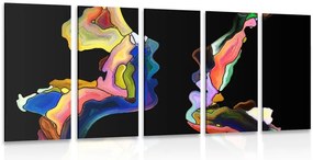 Quadri 5 pezzi – Volti astratti di esseri umani