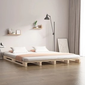 Letto A Pallet 135x190 Cm Double Legno Massello Di Pino /