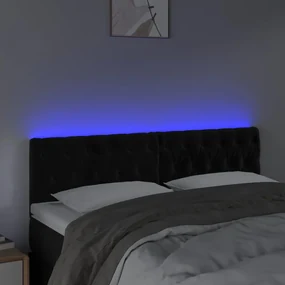Testiera a led nera 160x7x78/88 cm in velluto