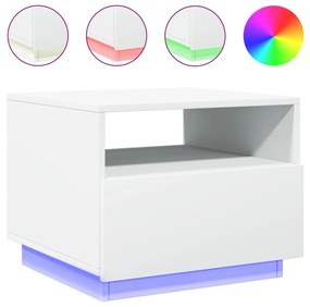 Tavolino da soggiorno con luci led bianco 50x49x40 cm