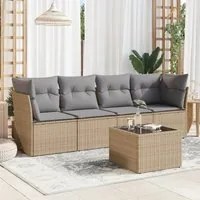 Set Divano da Giardino 5 pz con Cuscini Beige in Polyrattan 3217239