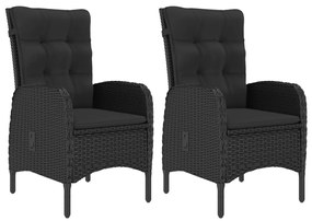 Set da bistrot per giardino 3 pz in polyrattan e acacia nero