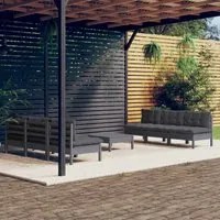 Set Divani da Giardino 7 pz con Cuscini Antracite Legno di Pino 3096096