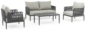 CASCADA - salotto outdoor con struttura in alluminio grigio chiaro, antracite o naturale