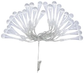 Aigostar - Catena luminosa natalizia da esterno a LED, 25 LED, 8 funzioni, alimentazione 3xAA, 2,5 m, IP44, bianco caldo, a goccia