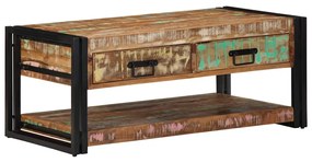 Tavolino Salotto Multicolore 90x50x38cm Legno Massello Recupero /