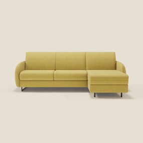 Ninfea Divano Letto Angolare con Penisola Contenitore e Materasso H18 cm - piedini in metallo e Tessuto impermeabile T03
