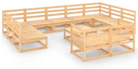 Set Divani da Giardino 12 pz in Legno Massello di Pino