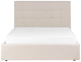 Letto matrimoniale contenitore tessuto beige 140 x 200 cm LORIENT Beliani
