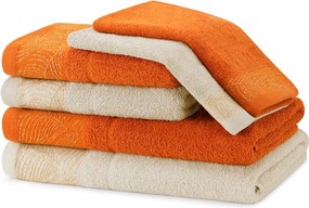 Set di asciugamani per viso e corpo tipo terry arancioni/beige in cotone 6 pz Bellis – Restilo