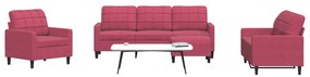 Set Di Divani 4 Pz Con Cuscini Rosso Vino İn Velluto /