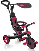 Passeggino Triciclo per Bambini con Maniglione e Tettuccio Globber Explorer Trike 4 in 1 Rosso