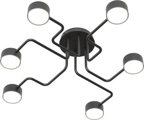 Lampada da soffitto in acciaio KURAGE 6 nera 6xGX53