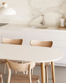 Kave Home Tavolo rotondo allungabile Oqui MDF laccato bianco e