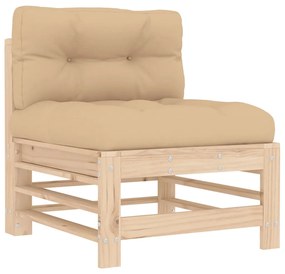 Set divani da giardino 3 pz con cuscini in legno massello
