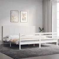 Giroletto Testiera Bianco Super King Size in Legno Massello 3194522