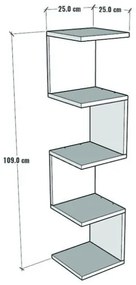 Mensola Ad Angolo Zig-Zag 5 Ripiani 25x25x109 Musa Rovere E Antracite