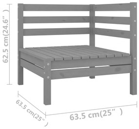 Set salotto da giardino 8 pz in legno massello di pino grigio