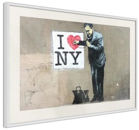 Poster  Banksy: I Heart NY  Cornice Quadri Cornice nera con pass-partout, Larghezza x Altezza Home decor 60x40