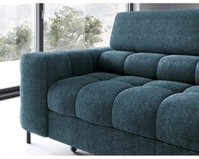 Divano angolare blu allungabile/con contenitore (con penisola a destra/a L) con rivestimento in bouclé Ferucce – ELTAP