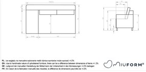 Chaise longue rosa polveroso (con penisola a sinistra) con rivestimento in velluto a coste Chic Charlotte – Miuform