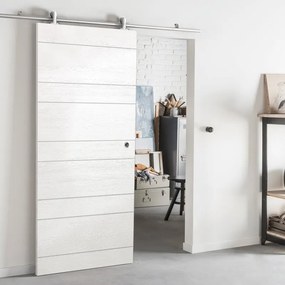 Porta scorrevole reversibile Rustic in mdf bianco, L 93 x H 212 cm, con binario Ermes