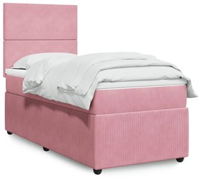 Giroletto A Molle Con Materasso Rosa 90x200 Cm İn Velluto /