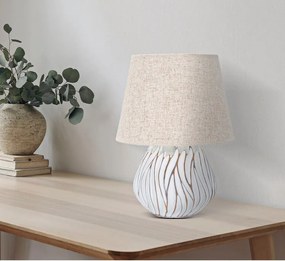 Lampada da tavolo beige con paralume in tessuto (altezza totale 48 cm) Honduras – Mauro Ferretti