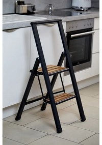 Scala pieghevole antiscivolo in alluminio nero Stepladder II. - Wenko