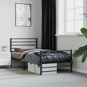 Giroletto Con Testiera E Pediera Metallo Nero 90x190 Cm /
