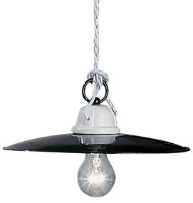 Lampadario Industrial Potenza Ferro E Ceramica Nero Diam. 30Cm 1 Luce E27